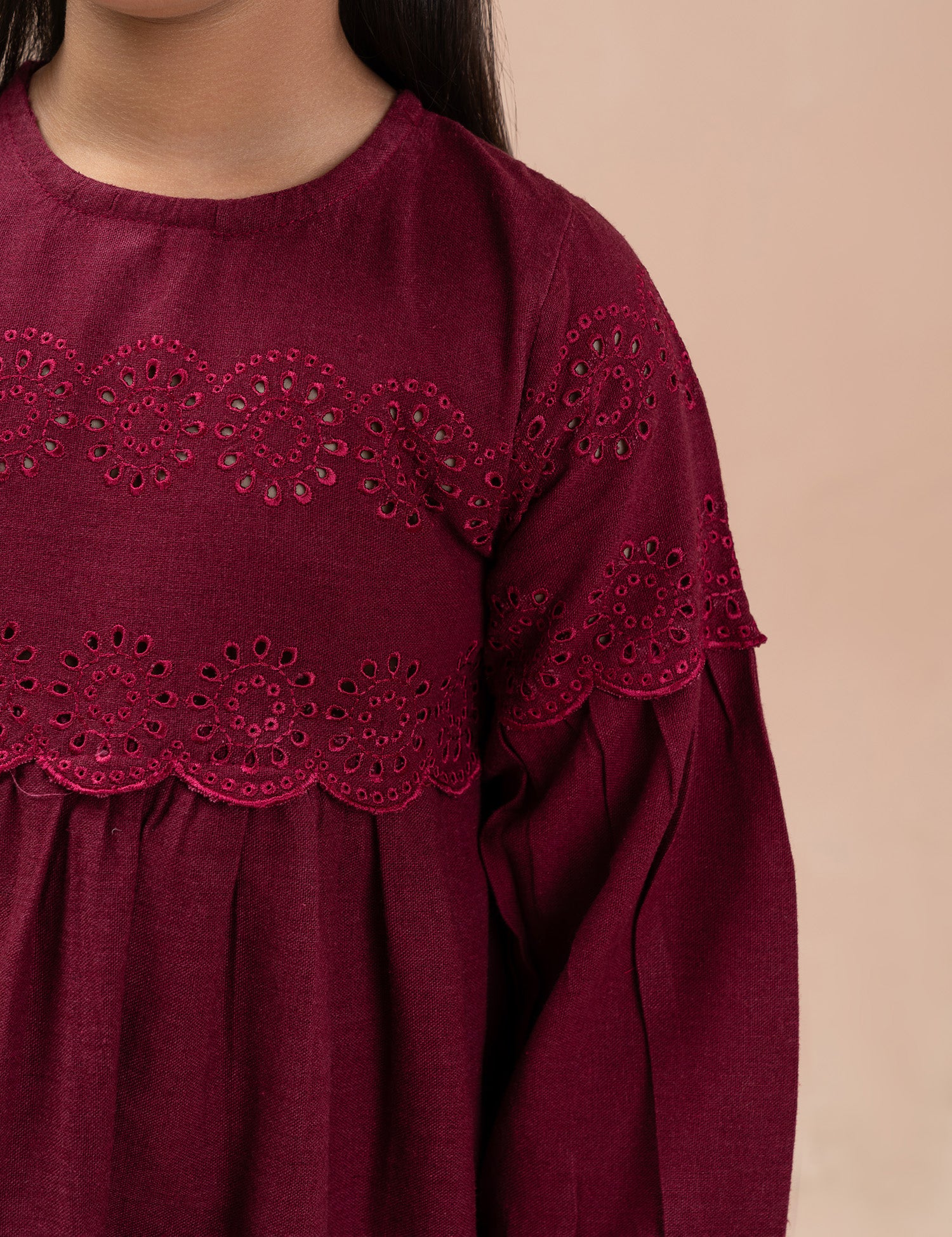 EMBROIDERED YOKE LONG DRESS - Image 2