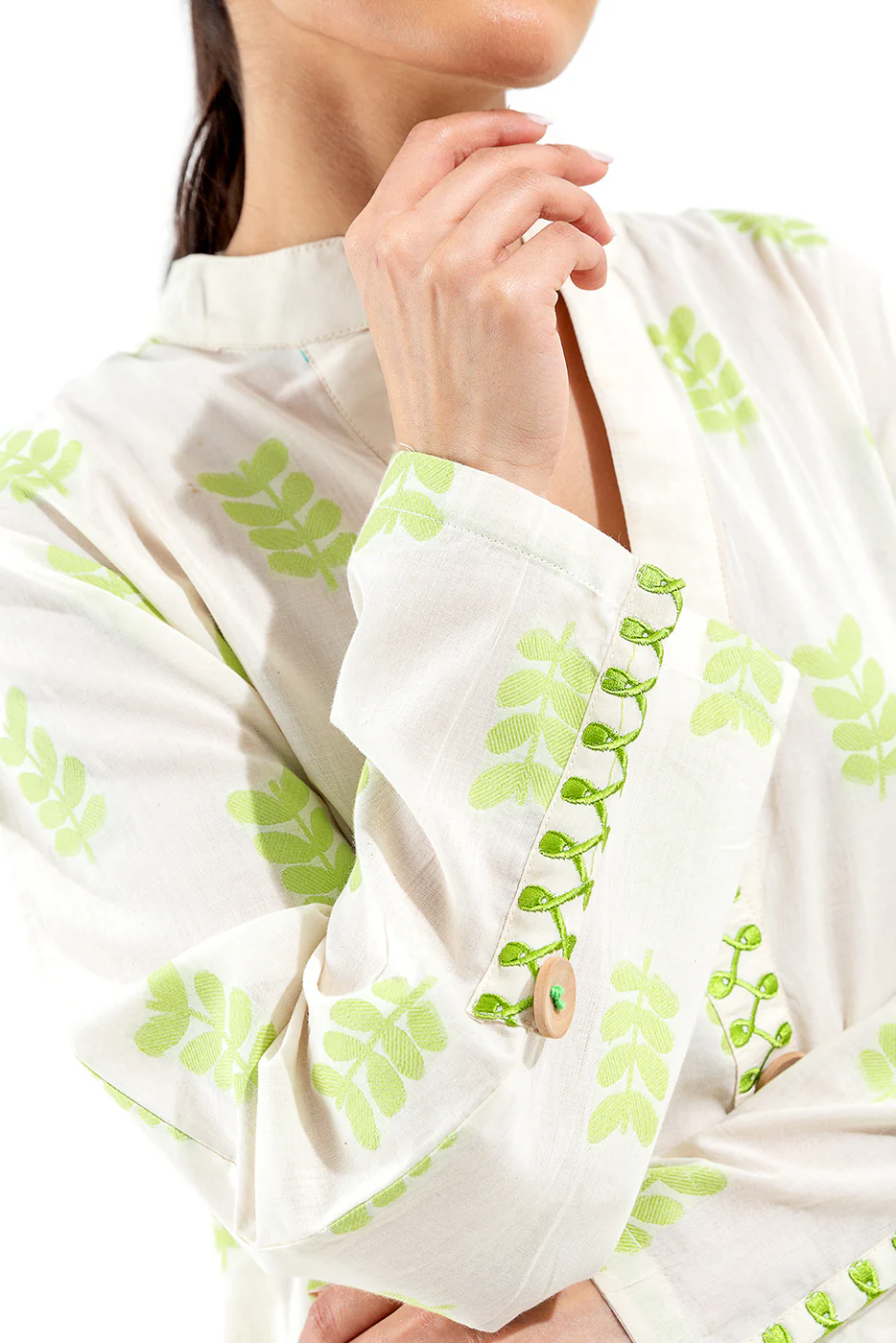 EMBROIDERED JACQUARD SHIRT (PRET) - Image 2