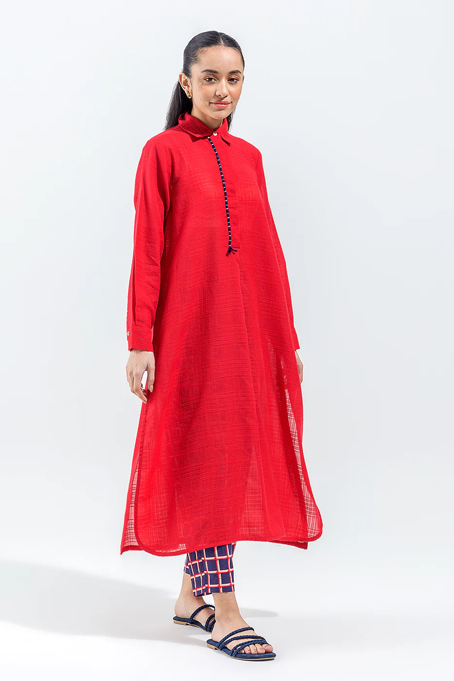 EMBROIDERED YARN DYED SHIRT (PRET) - Image 4