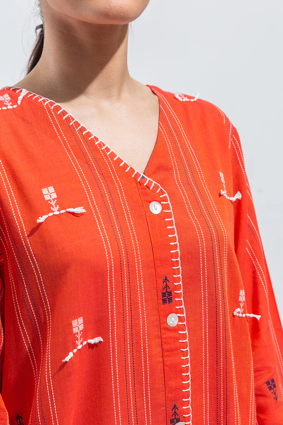 EMBROIDERED JACQUARD DOBBY SHIRT (PRET) - Image 4