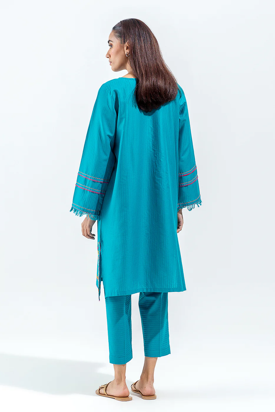 2 PIECE EMBROIDERED SELF JACQUARD SUIT (PRET) - Image 4