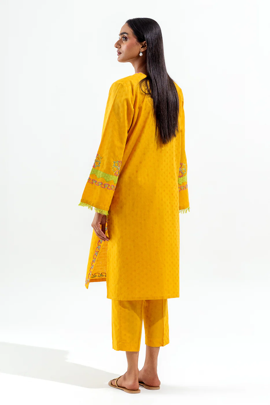 2 PIECE EMBROIDERED SELF JACQUARD SUIT (PRET) - Image 4