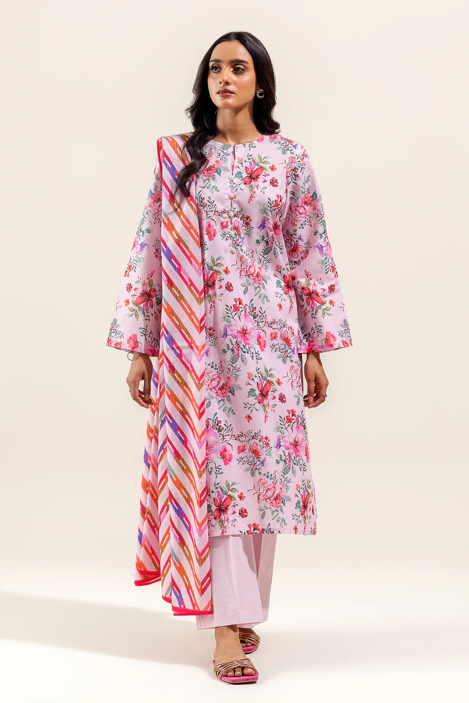 3 PIECE PRINTED SUIT-BLUSH ORCHARD (UNSTITCHED) - Image 2