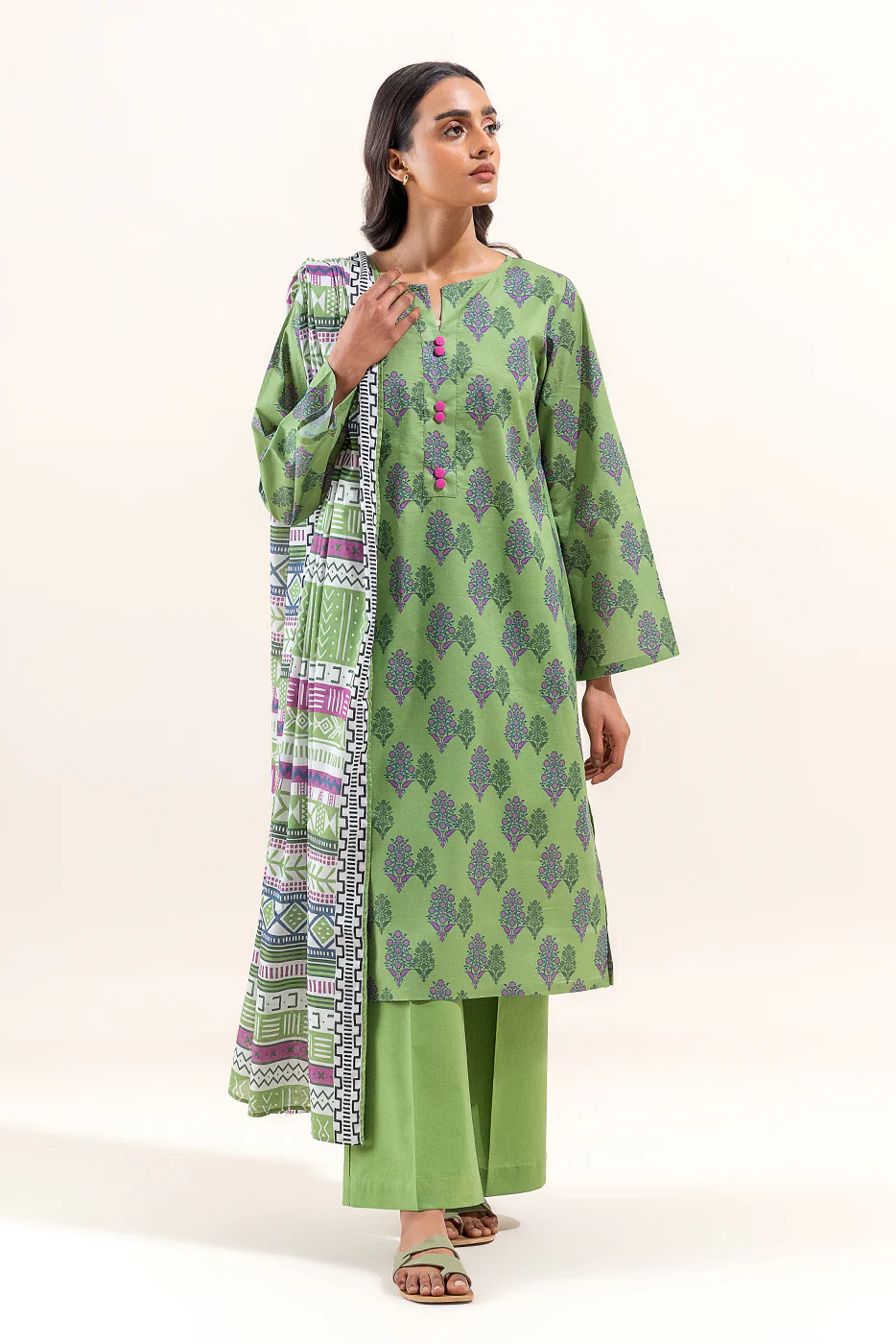 3 PIECE PRINTED LAWN SUIT-SAGE DEW (UNSTITCHED) - Image 2