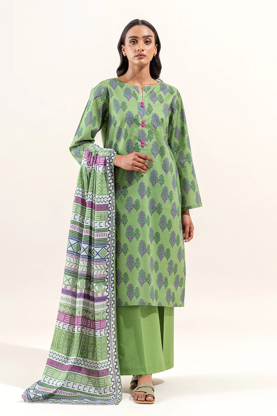 3 PIECE PRINTED LAWN SUIT-SAGE DEW (UNSTITCHED) - Image 3