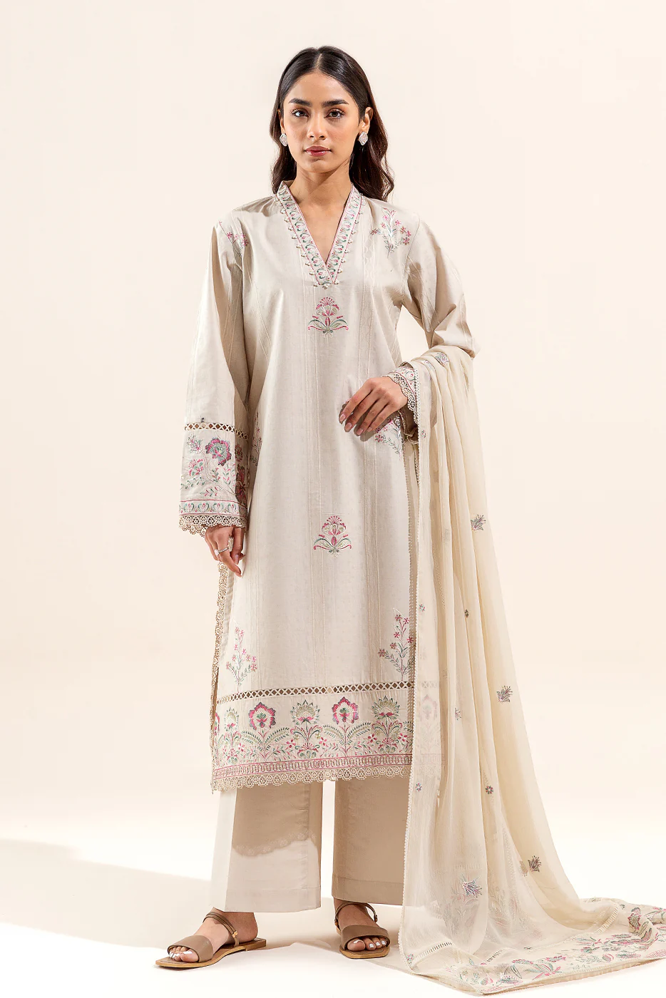 3 PIECE EMBROIDERED TEXTURED LAWN SUIT (UNSTITCHED) - Image 4
