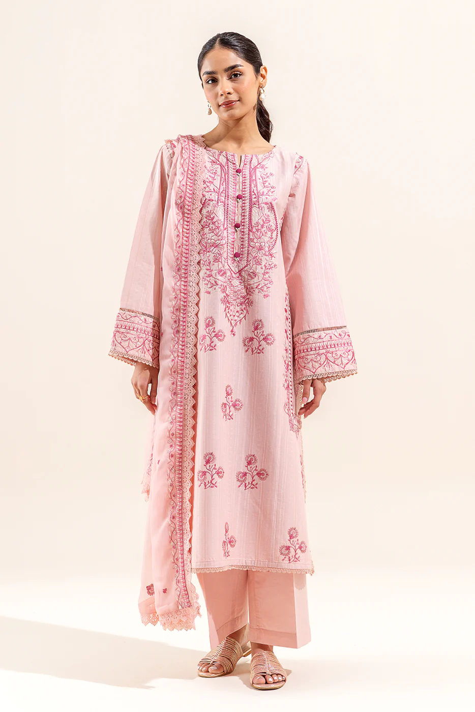 3 PIECE EMBROIDERED TEXTURED LAWN SUIT (UNSTITCHED) - Image 2