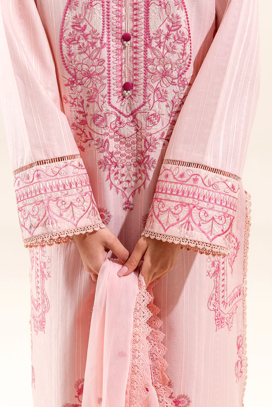 3 PIECE EMBROIDERED TEXTURED LAWN SUIT (UNSTITCHED) - Image 4