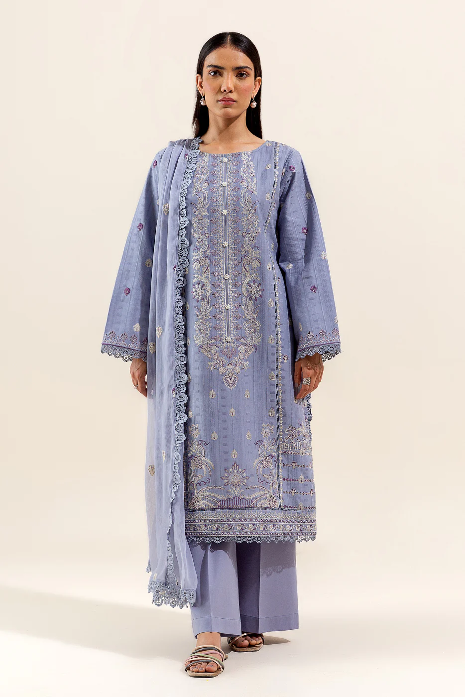 3 PIECE EMBROIDERED LAWN SUIT-STERLING PEARL (UNSTITCHED) - Image 2