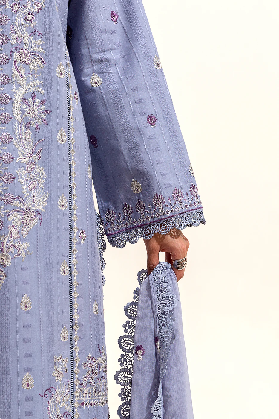 3 PIECE EMBROIDERED LAWN SUIT-STERLING PEARL (UNSTITCHED) - Image 6