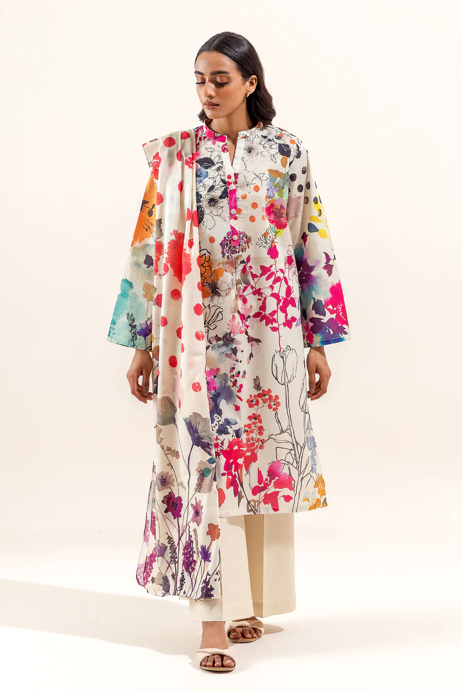 2 PIECE PRINTED LAWN SUIT-TROPICAL BREEZE  (UNSTITCHED) - Image 2