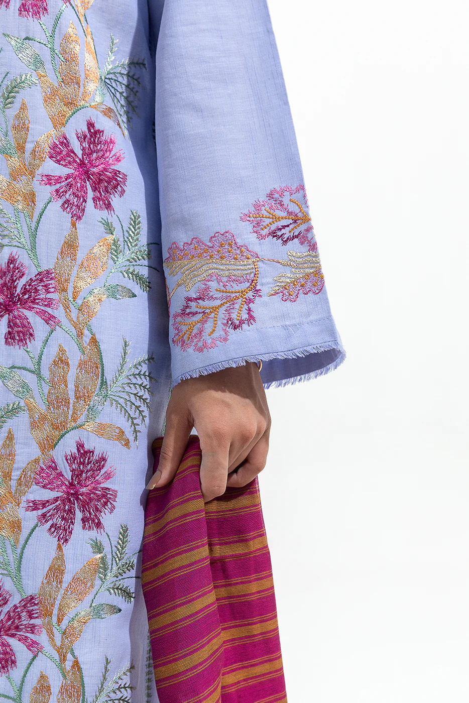 2 PIECE EMBROIDERED CHAMBRAY SUIT (PRET) - Image 5