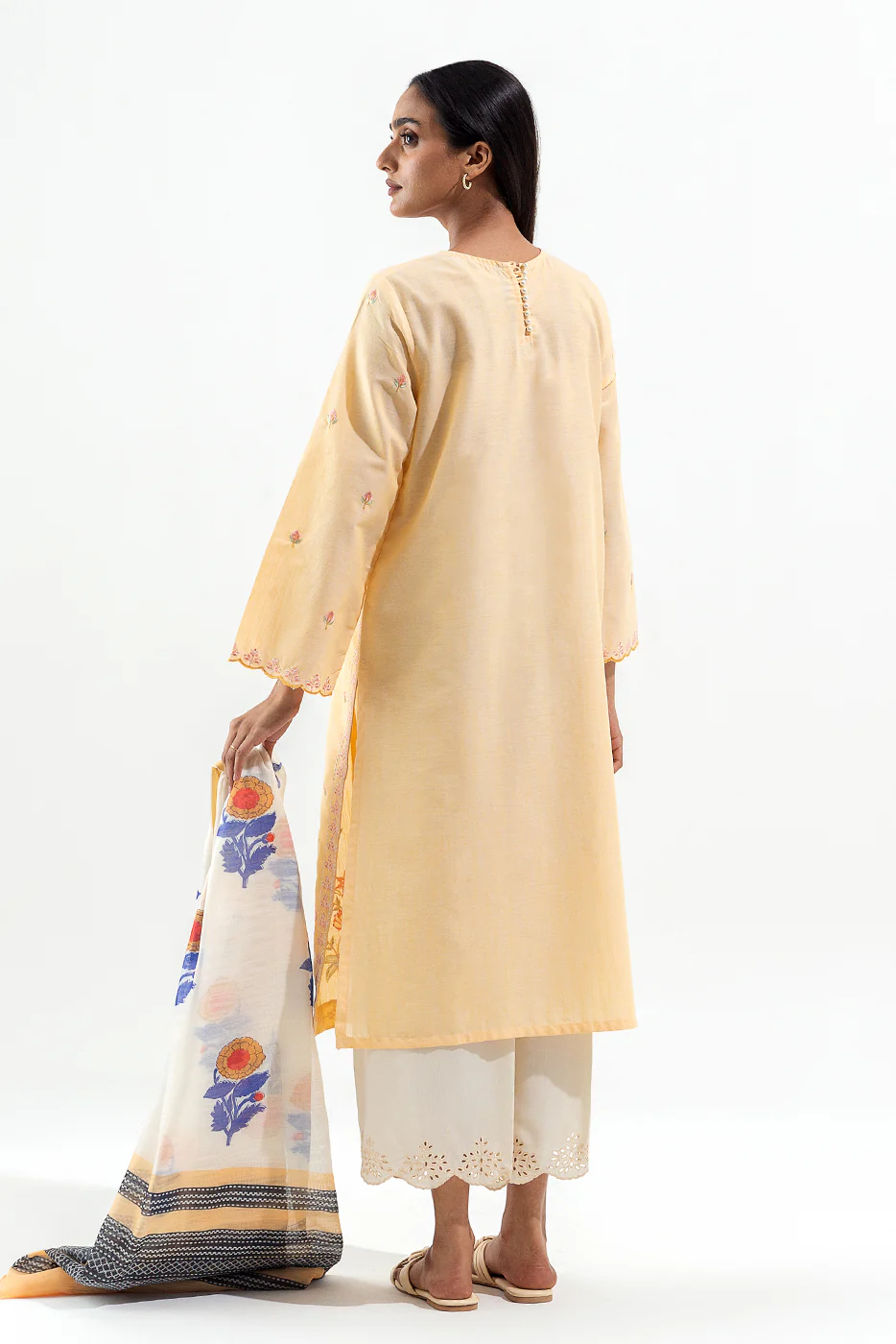 2 PIECE EMBROIDERED CHAMBRAY SUIT (PRET) - Image 4