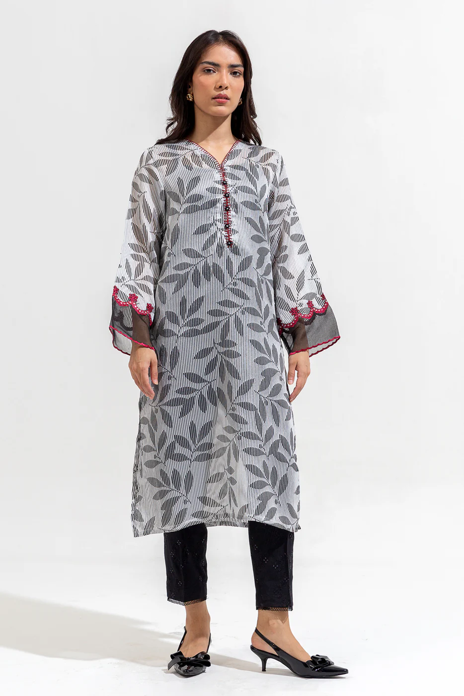 EMBROIDERED TEXTURED SHIRT (LUXURY-PRET) - Image 2