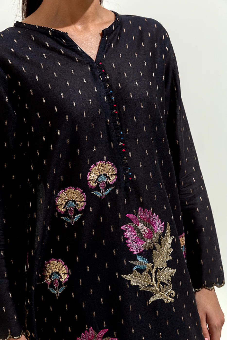 EMBROIDERED JACQUARD SHIRT (LUXURY-PRET) - Image 3
