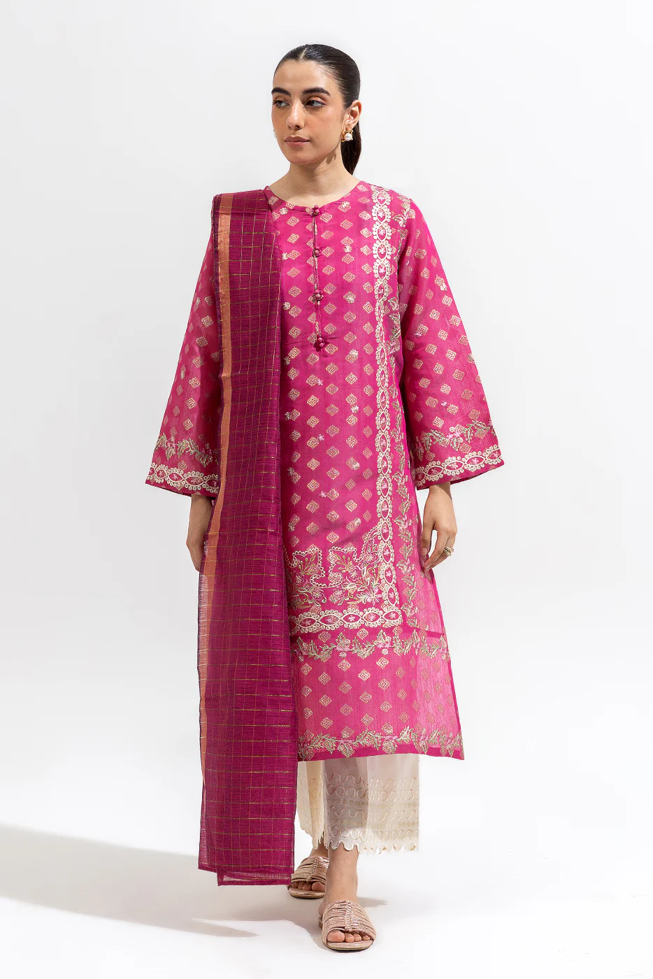 2 PIECE EMBROIDERED JACQUARD SUIT (LUXURY-PRET) - Image 2