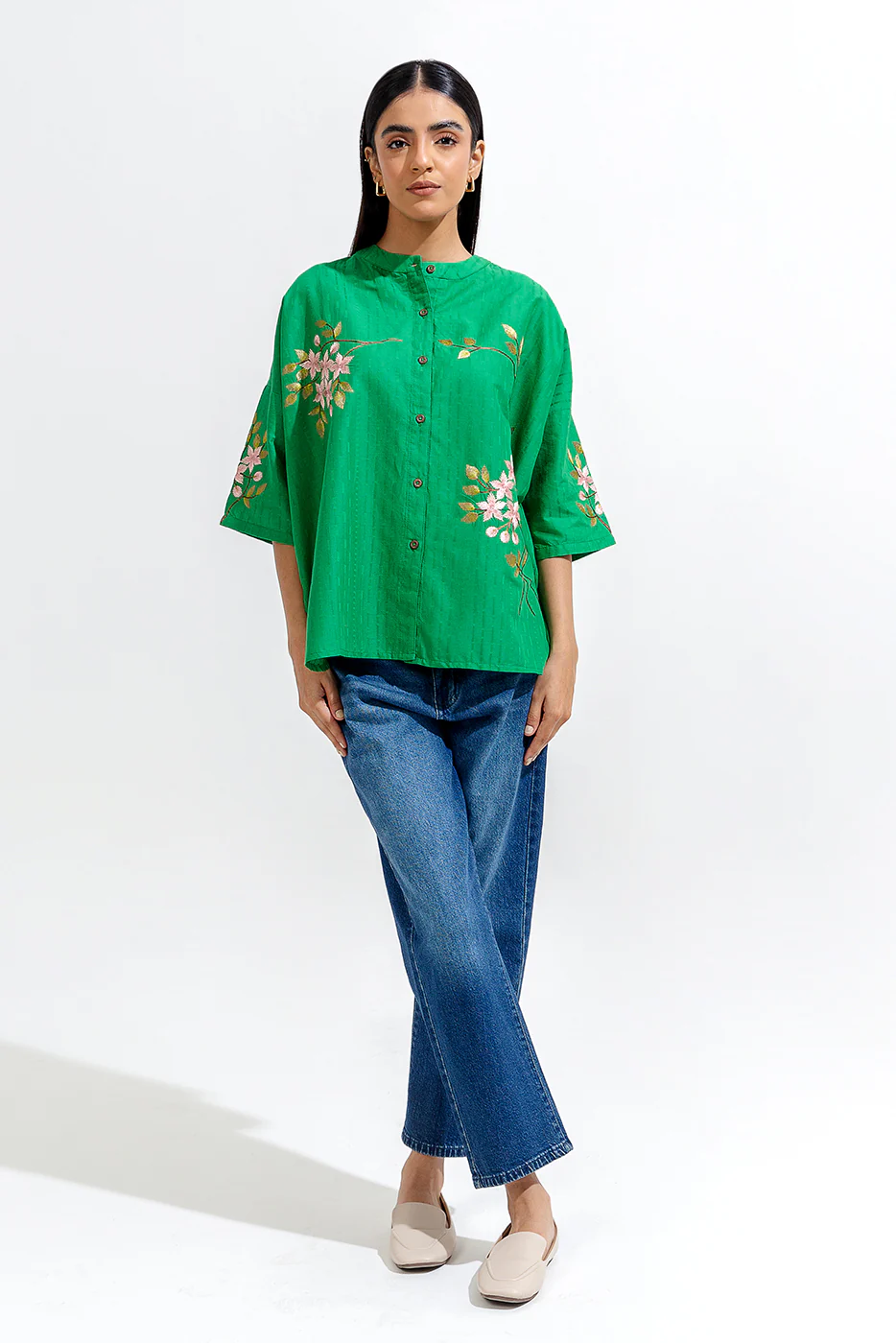 EMBROIDERED JACQUARD TOP (PRET) - Image 2