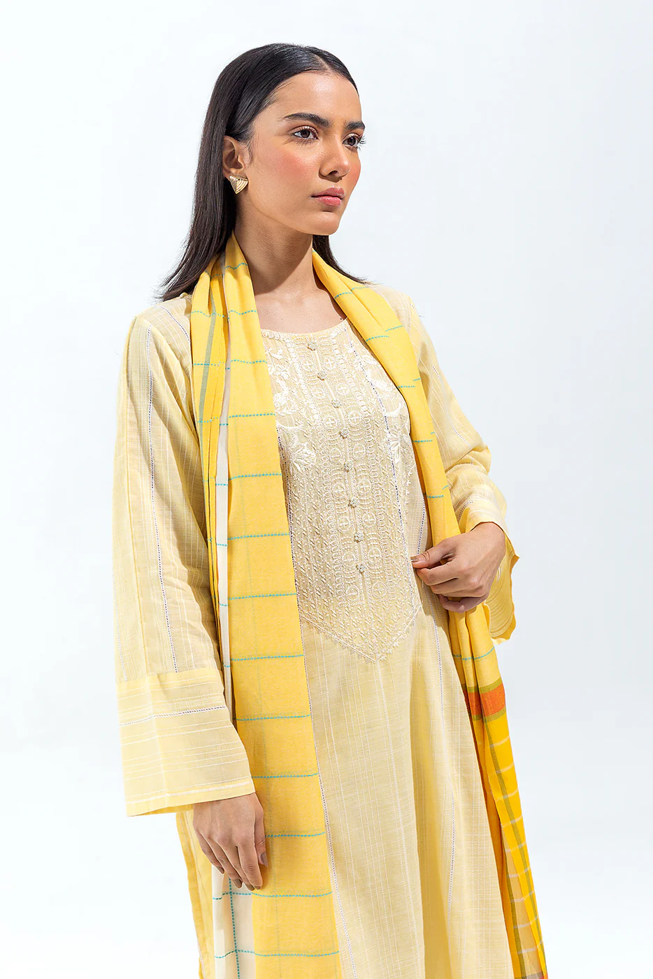 2 PIECE EMBROIDERED JACQUARD DOBBY SUIT (PRET) - Image 2