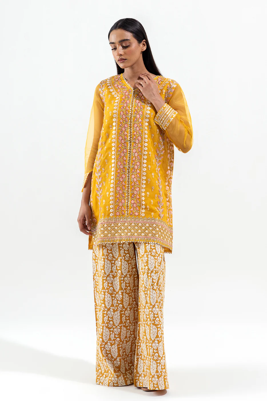 2 PIECE EMBROIDERED ORGANZA SUIT  (LUXURY-PRET) - Image 3