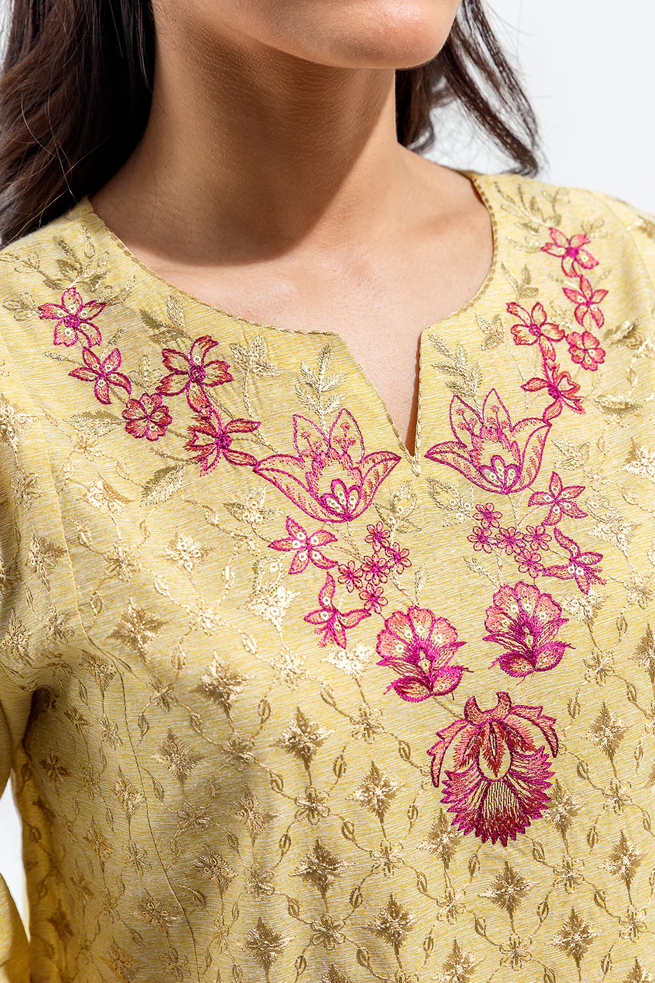 2 PIECE EMBROIDERED SLUB SUIT (LUXURY PRET) - Image 4