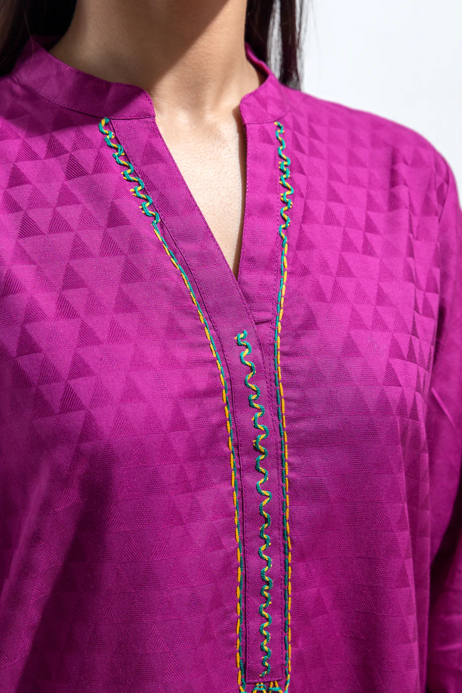 2 PIECE EMBROIDERED SELF JACQUARD SUIT (PRET) - Image 3