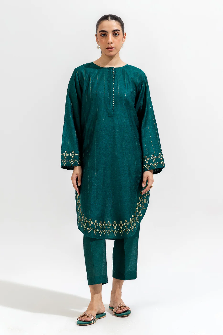 2 PIECE EMBROIDERED TWO TONE SUIT (LUXURY-PRET) - Image 2
