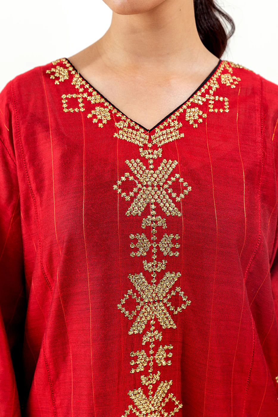 2 PIECE EMBROIDERED TWO TONE SUIT (LUXURY-PRET) - Image 4