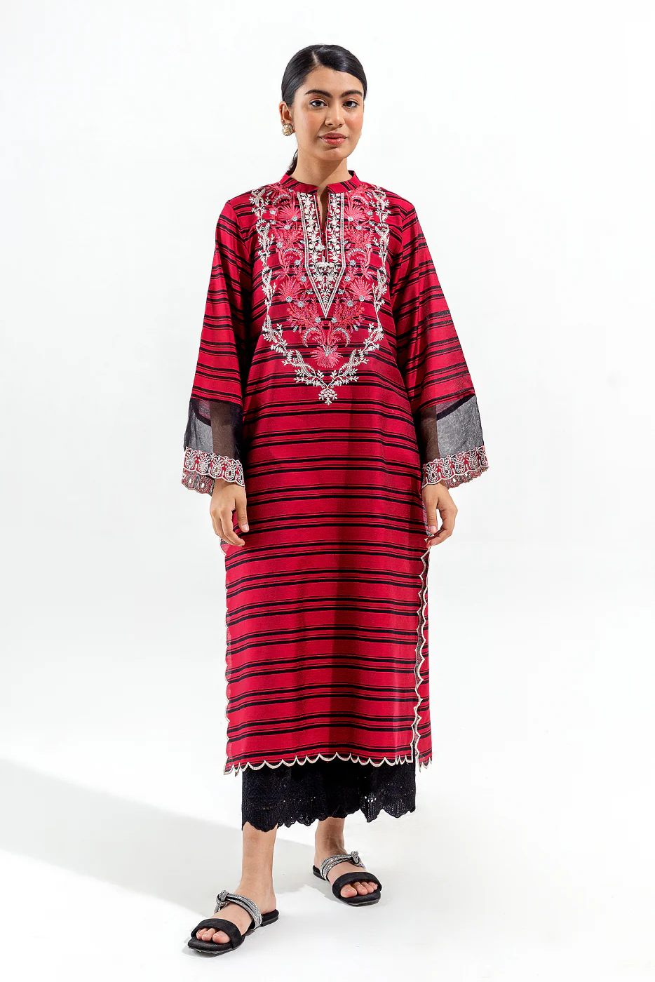 EMBROIDERED TWO TONE SHIRT (LUXURY PRET) - Image 3