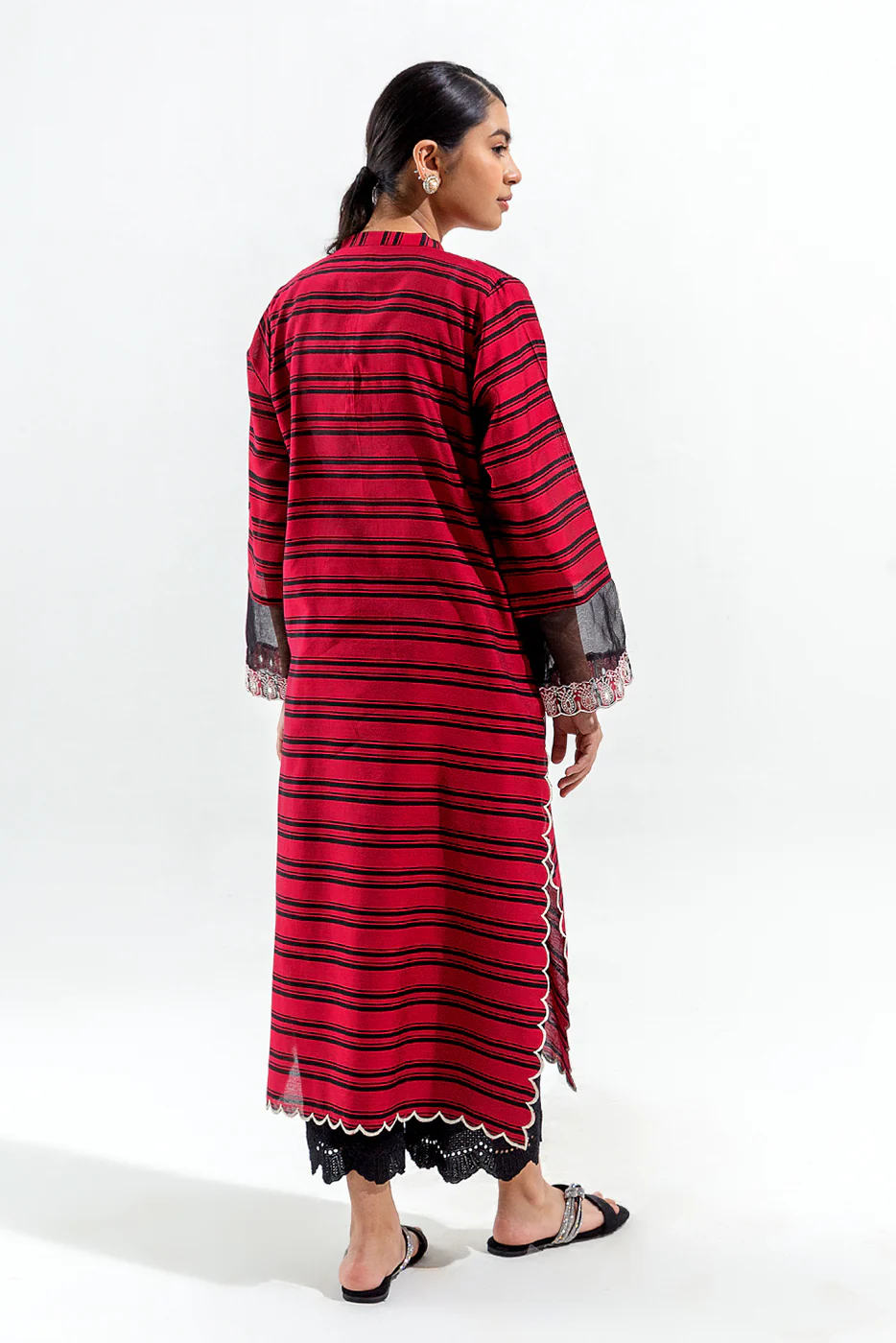 EMBROIDERED TWO TONE SHIRT (LUXURY PRET) - Image 4