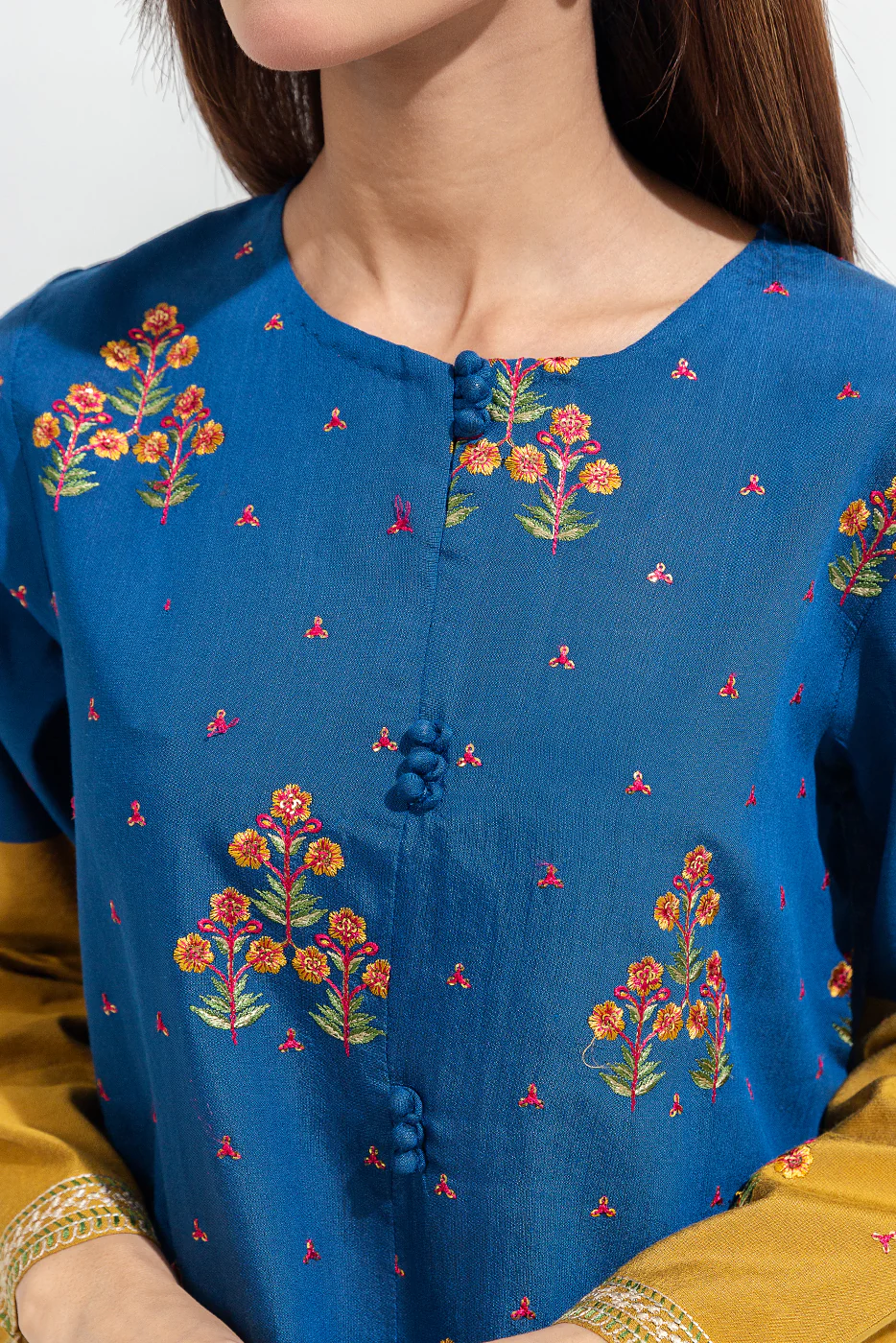 2 PIECE EMBROIDERED TWO TONE SUIT (LUXURY-PRET) - Image 3