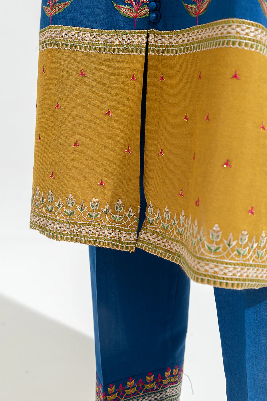 2 PIECE EMBROIDERED TWO TONE SUIT (LUXURY-PRET) - Image 5