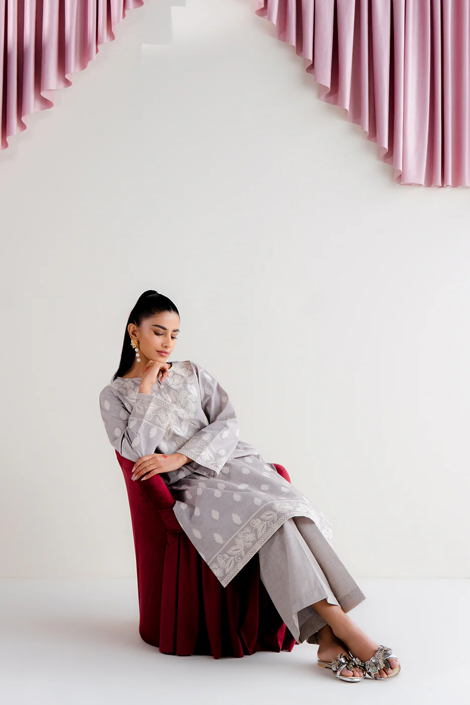 2 PIECE EMBROIDERED TWO TONE JACQUARD SUIT-QUARTZ GLOW (UNSTITCHED) - Image 8