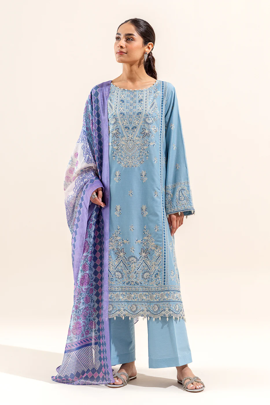 3 PIECE EMBROIDERED LAWN SUIT (UNSTITCHED) - Image 2