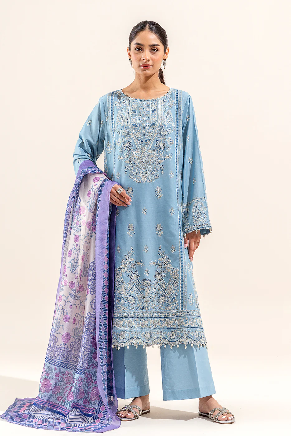 3 PIECE EMBROIDERED LAWN SUIT (UNSTITCHED) - Image 6