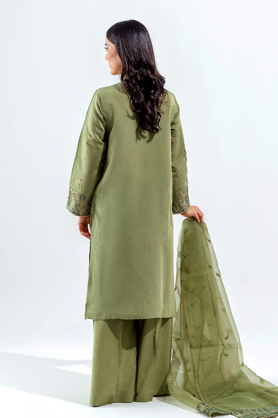 3 PIECE EMBROIDERED TWO TONE SUIT (LUXURY PRET) - Image 4