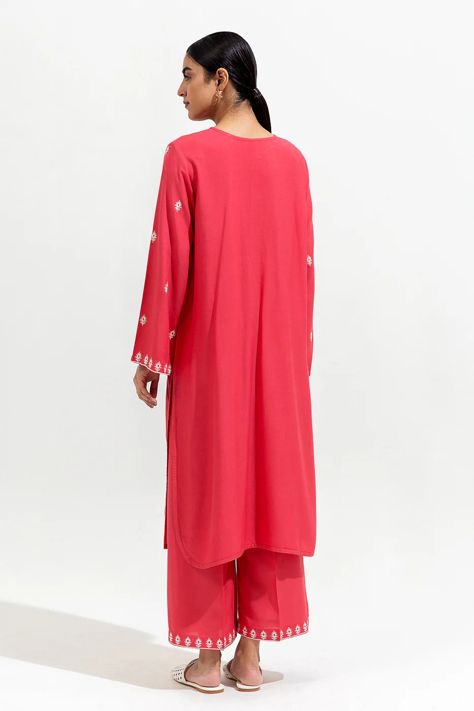 2 PIECE EMBROIDERED VISCOSE SUIT (PRET) - Image 3