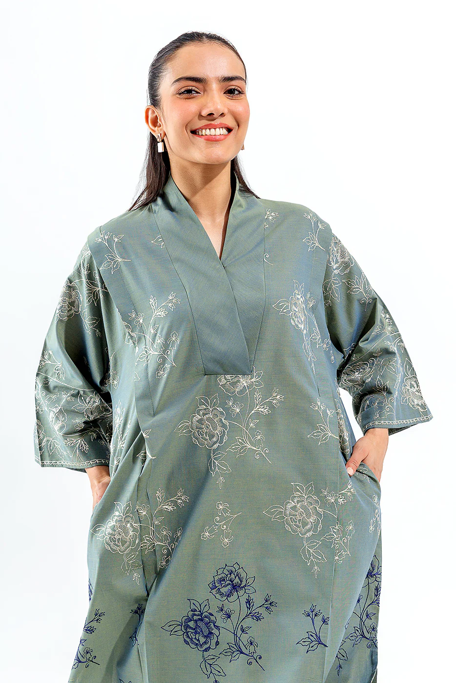 EMBROIDERED CHAMBREY SHIRT (PRET)