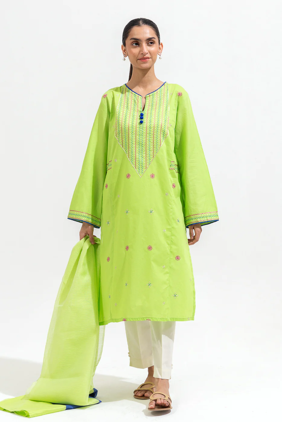 2 PIECE EMBROIDERED LAWN SUIT (PRET) - Image 2