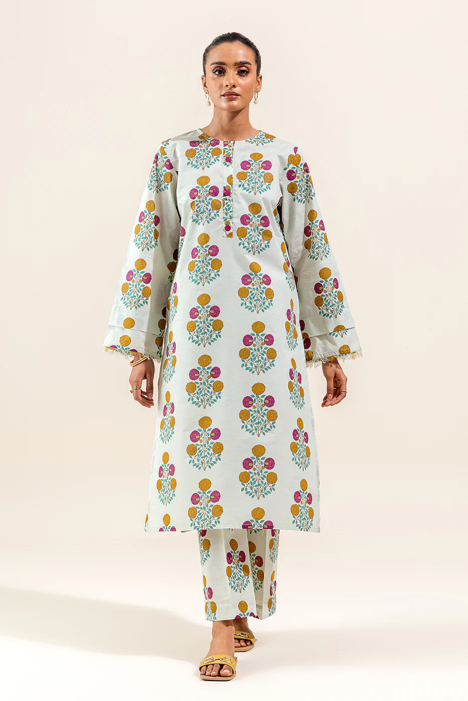 2 PIECE PRINTED SUIT-IVORY BLISS (UNSTITCHED) - Image 2