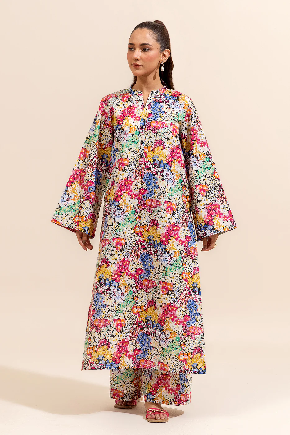 2 PIECE PRINTED LAWN SUIT-PRISM BLOOM (UNSTITCHED) - Image 2