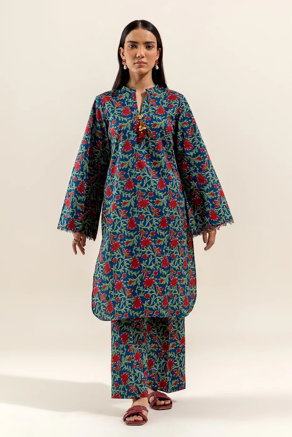 2 PIECE PRINTED LAWN SUIT-TEAL VERVE (UNSTITCHED) - Image 2