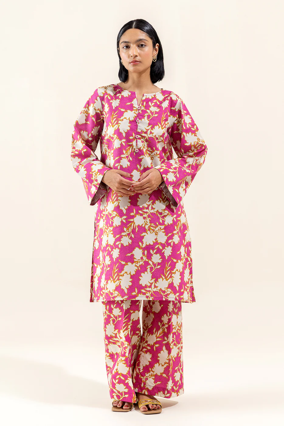 2 PIECE PRINTED LAWN SUIT-WILD ORCHID (UNSTITCHED) - Image 2