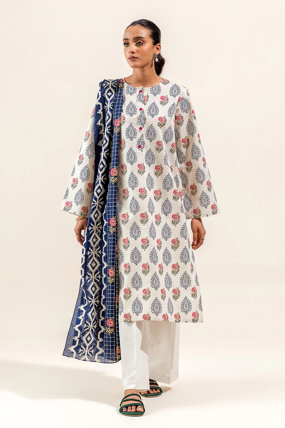 2 PIECE PRINTED SUIT-PALE BLISS (UNSTITCHED) - Image 2