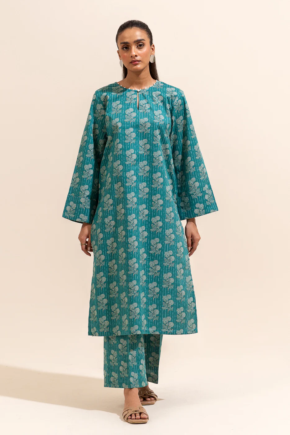2 PIECE PRINTED LAWN SUIT-AVENTURINE ACCENTS (UNSTITCHED) - Image 2