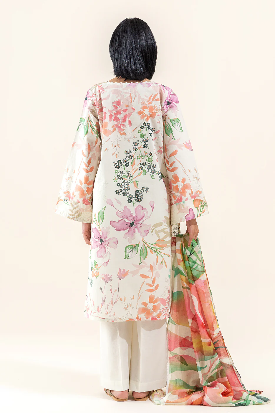 3 PIECE PRINTED LAWN SUIT-IVORY SHRUB (UNSTITCHED) - Image 4