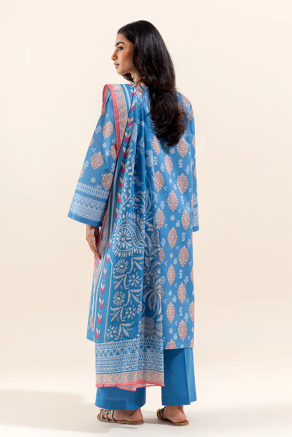3 PIECE PRINTED LAWN SUIT-CAROLINA TINTS (UNSTITCHED) - Image 4