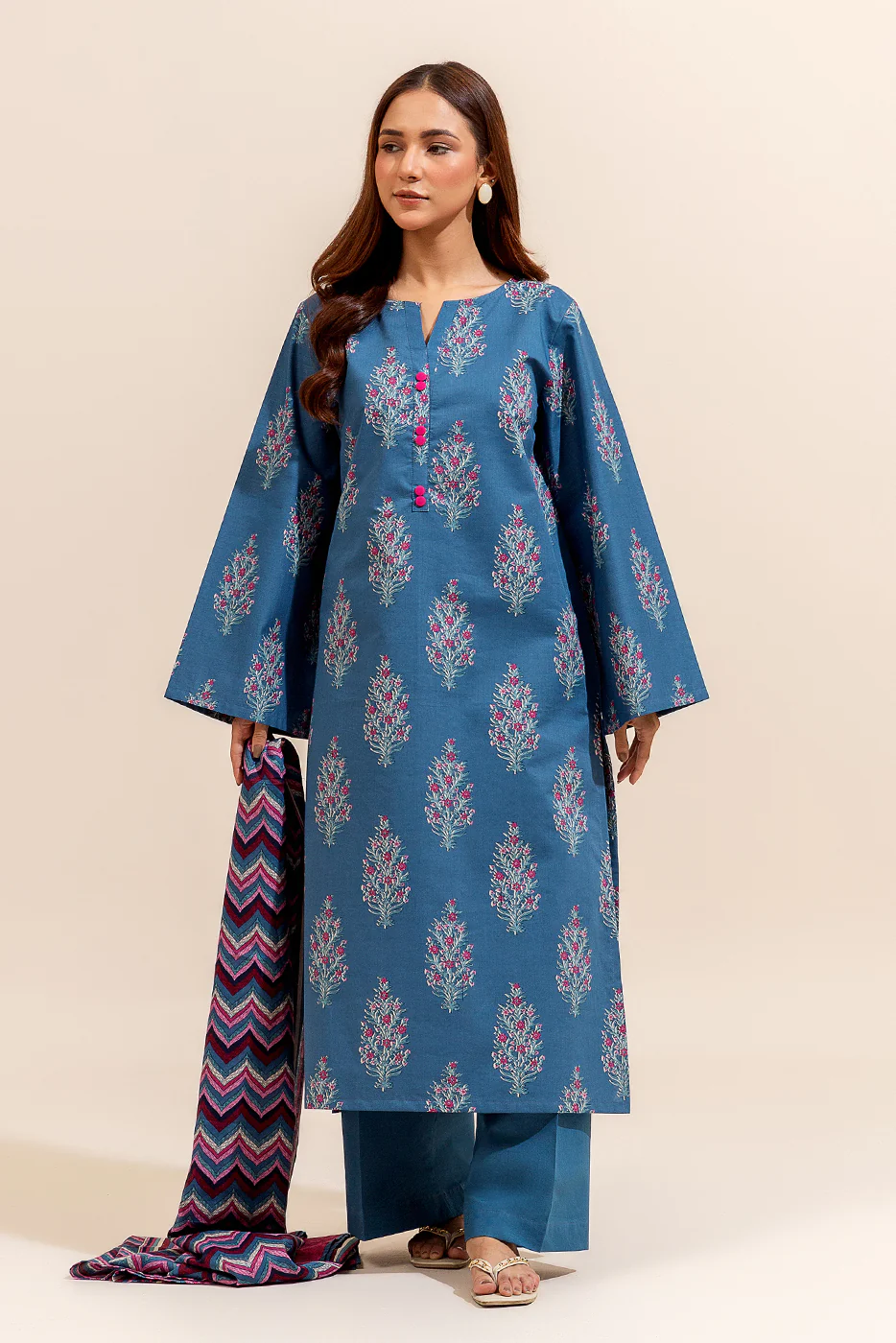 3 PIECE PRINTED LAWN SUIT-MARINE SERENITY (UNSTITCHED) - Image 3