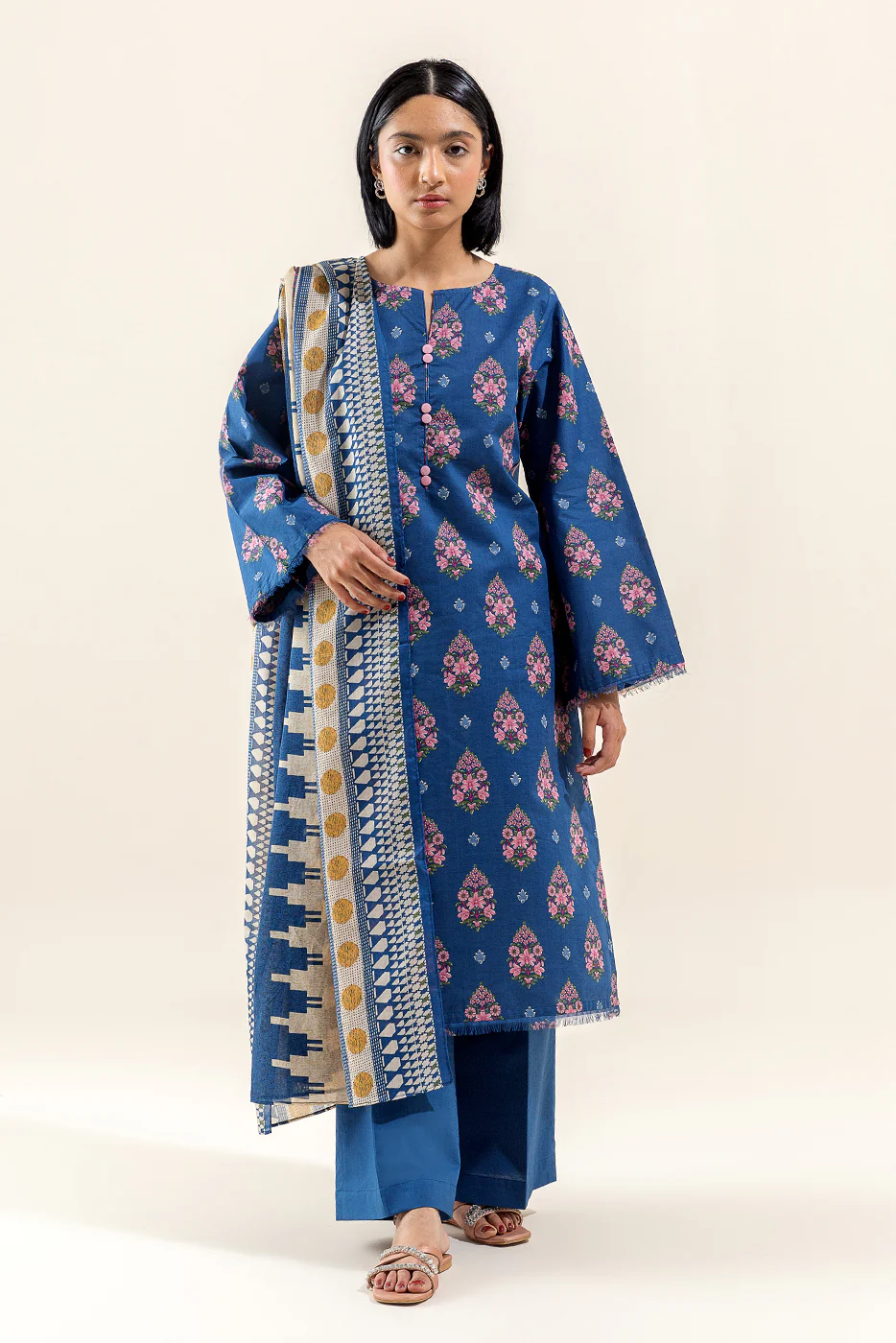 3 PIECE PRINTED LAWN SUIT-AEGEAN BLOOM (UNSTITCHED) - Image 2