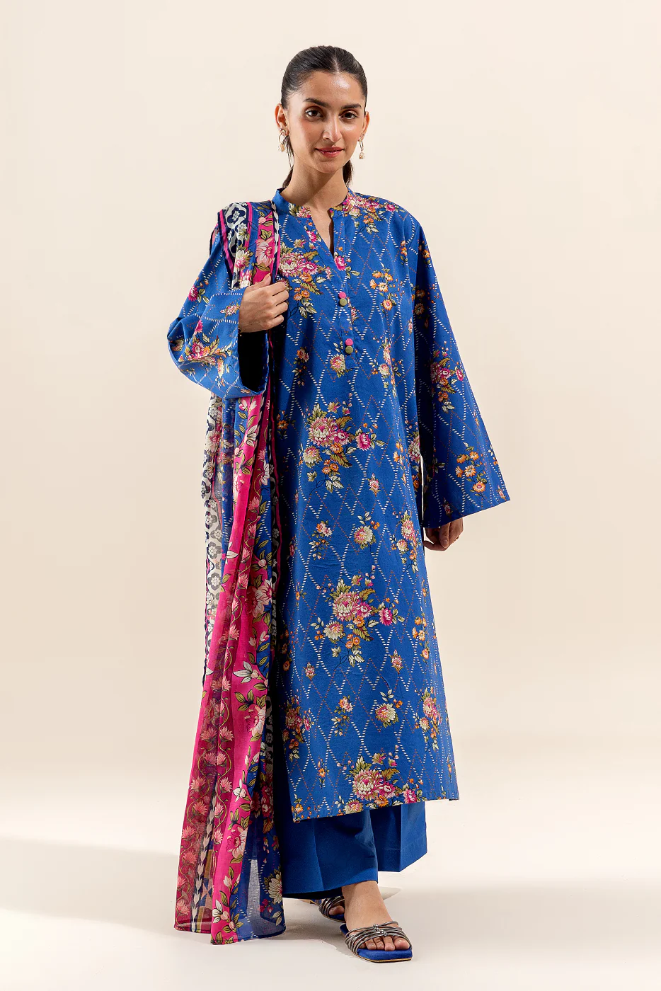 3 PIECE PRINTED LAWN SUIT-MOONLIGHT BLOSSOM (UNSTITCHED) - Image 2