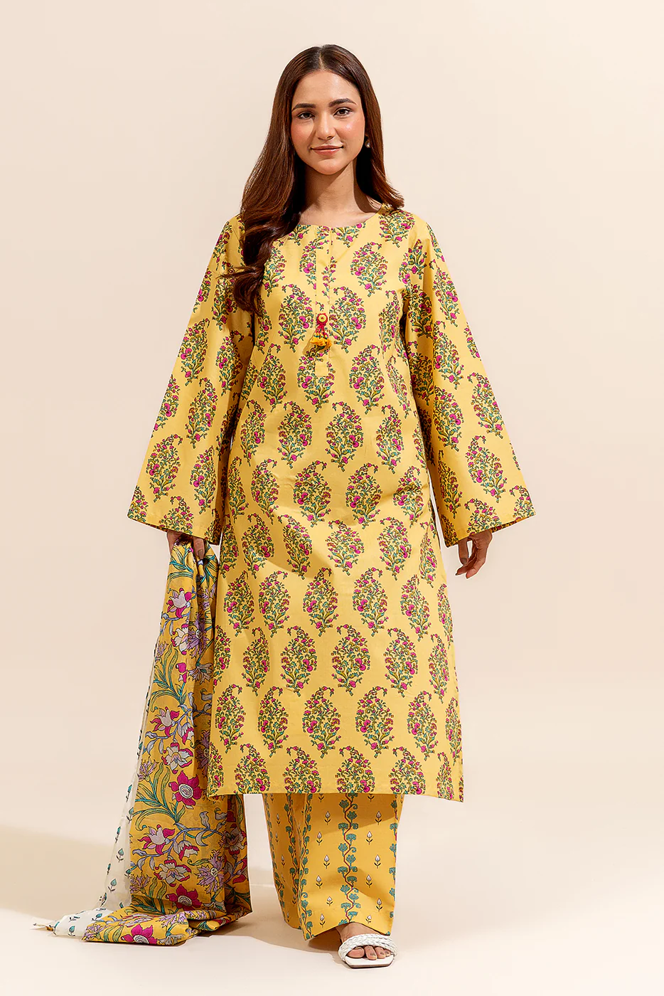 3 PIECE PRINTED LAWN SUIT-AMBER GLEAM (UNSTITCHED) - Image 3